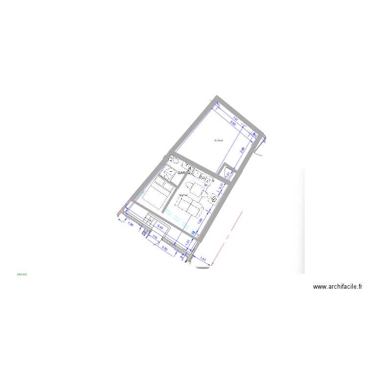 garage 2. Plan de 2 pièces et 34 m2