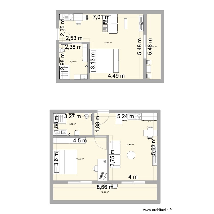 Projet GE. Plan de 7 pièces et 103 m2