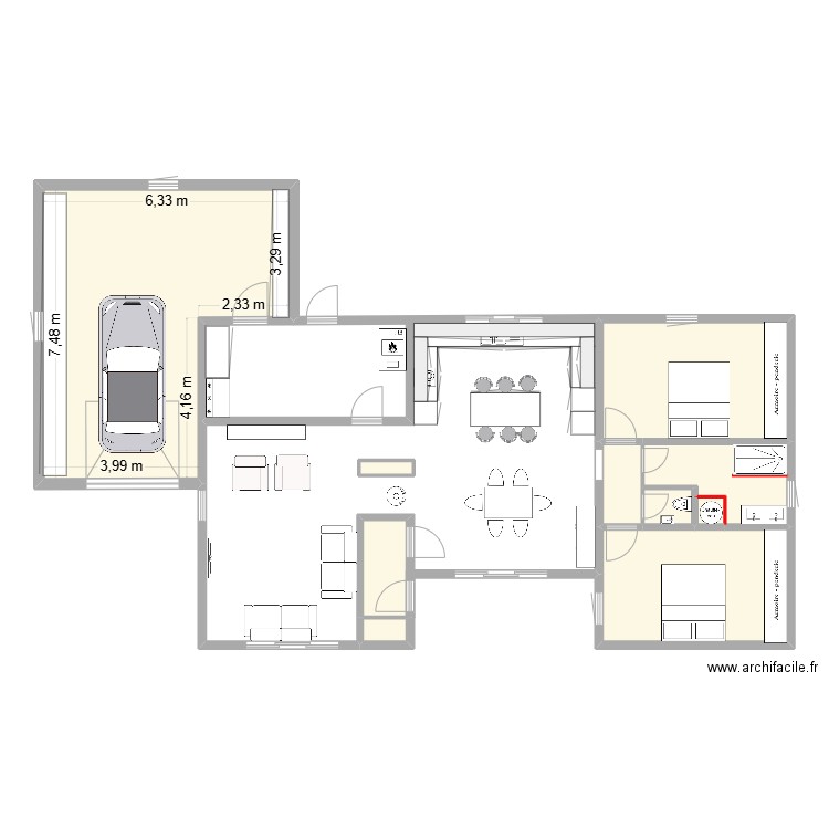 esquisse. Plan de 10 pièces et 79 m2