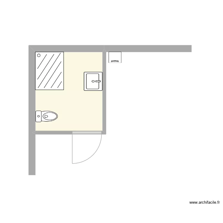 WC et arri&egrave;re cuisine G modifi&eacute; bis bis. Plan de 1 pièce et 5 m²