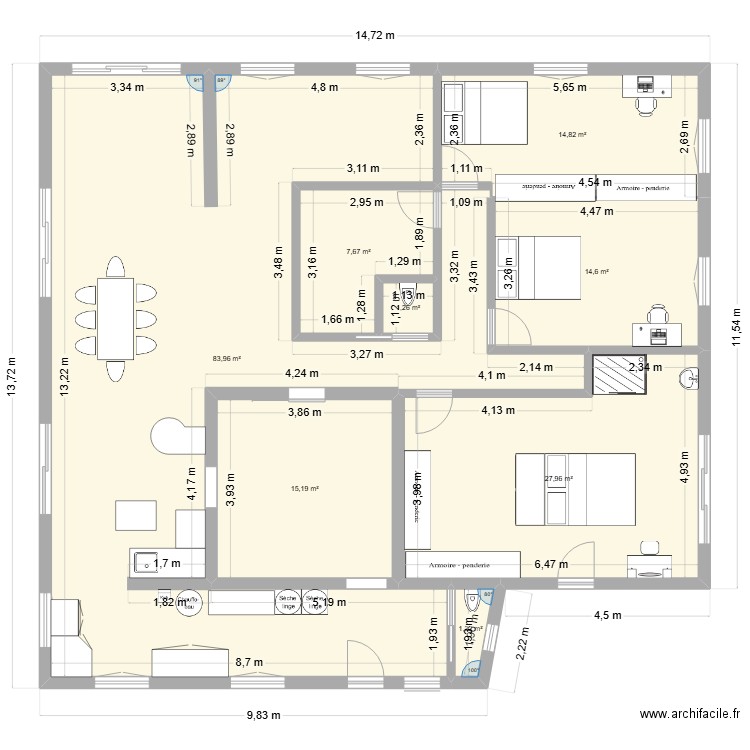 PLAN. Plan de 8 pièces et 167 m2