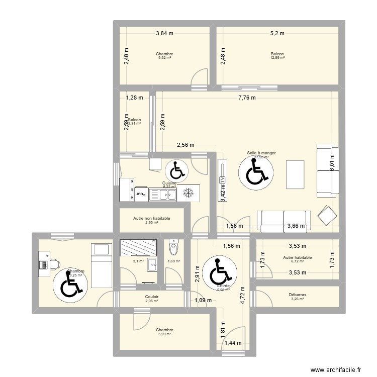 VAD AUDREY. Plan de 14 pièces et 116 m2