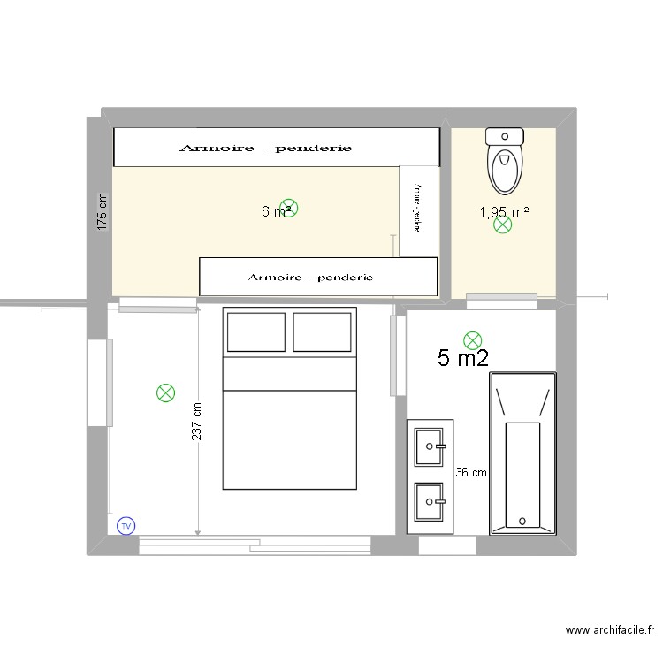 suite parental mixte. Plan de 0 pièce et 0 m2