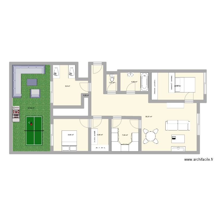new appart 2025. Plan de 10 pièces et 114 m2
