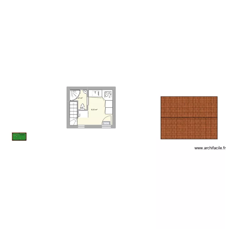 Maisonette. Plan de 2 et 10 m² Maisonette. Plan de 2 et 10 m²