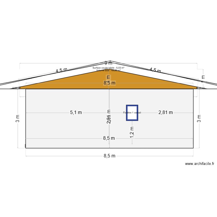 Façade Ouest ArchiFacile. Plan de 0 pièce et 0 m2