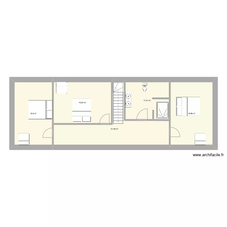 Etage maison. Plan de 5 et 86 m² Etage maison. Plan de 5 et 86 m²