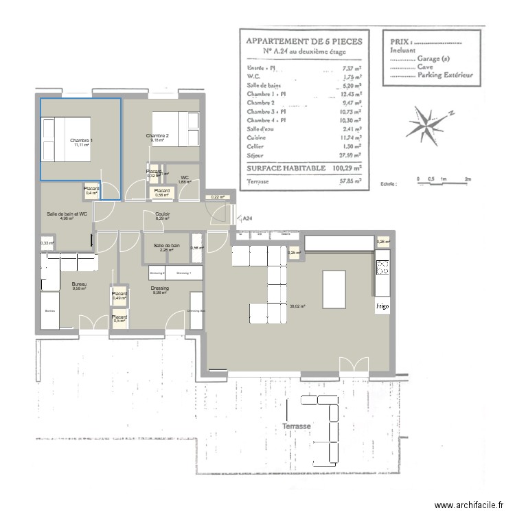 Appartement Thoiry_v3. Plan de 20 pièces et 96 m2