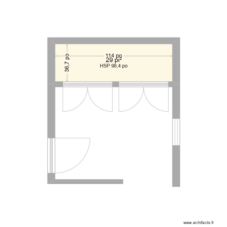 Entrée coté. Plan de 1 pièce et 3 m2