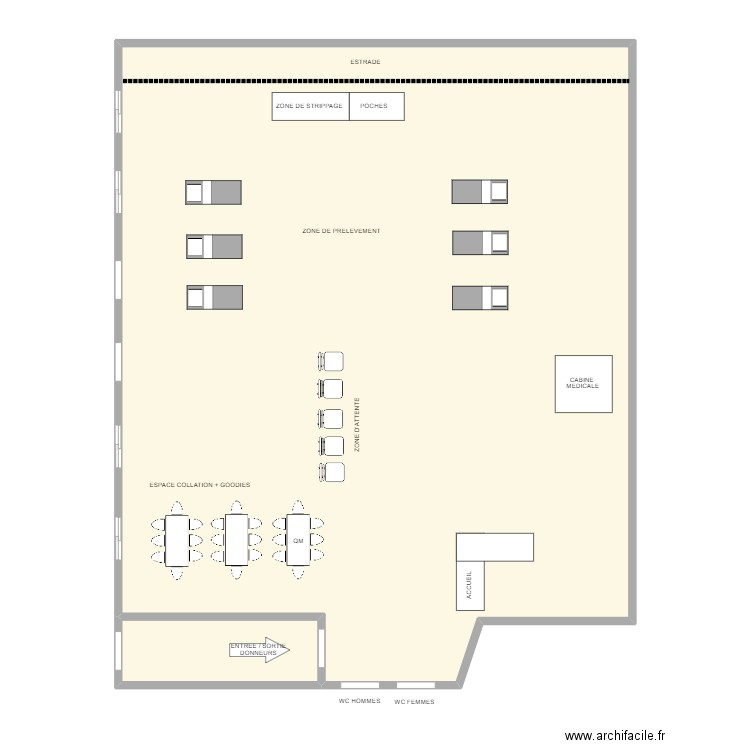 MONCEAU. Plan de 2 pièces et 169 m2