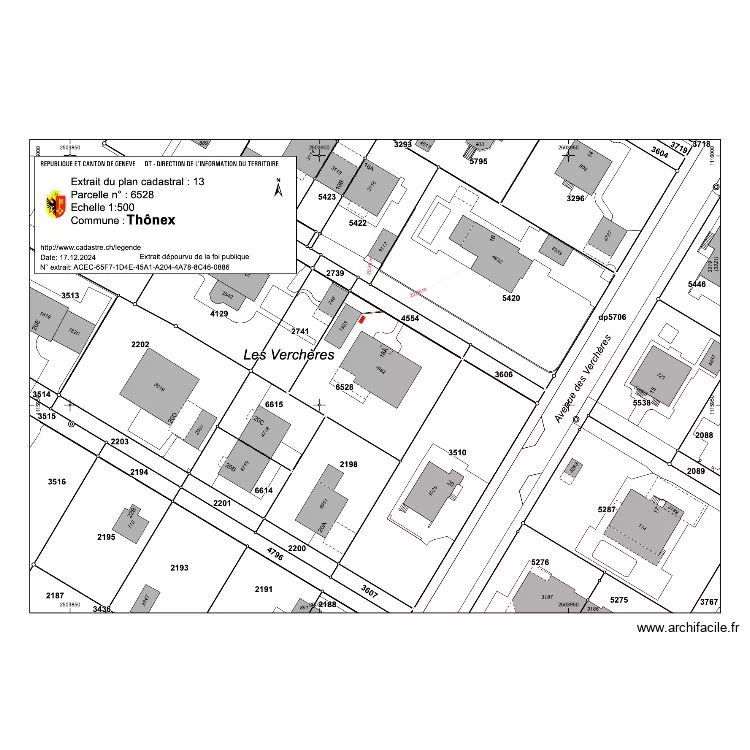 Verch&egrave;res 18a - position PAC. Plan de 