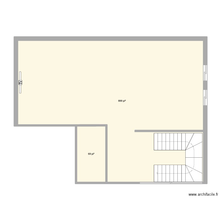 206 SSol. Plan de 2 pièces et 90 m2