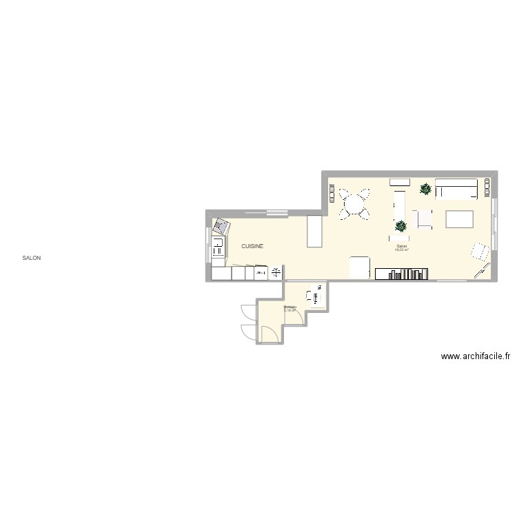 MESPLE . Plan de 2 pièces et 53 m2