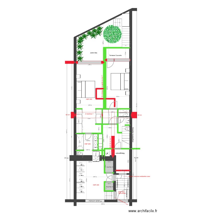 BAUCQ 77 Rez de Jardin Duplex VF aménagé. Plan de 16 pièces et 75 m2