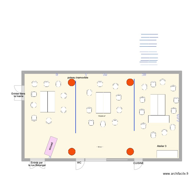 salle des conférences mairie MLK version 1 . Plan de 1 pièce et 117 m2
