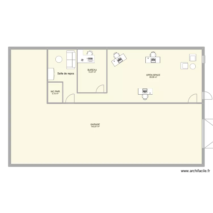 Local Wasquehal. Plan de 4  et 230 m²