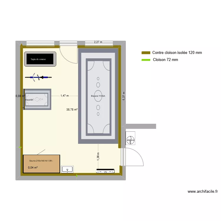 Doussard sport 2. Plan de 3  et 39 m²