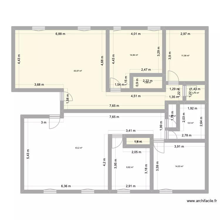 3 eme etage essai. Plan de 11 pièces et 148 m²
