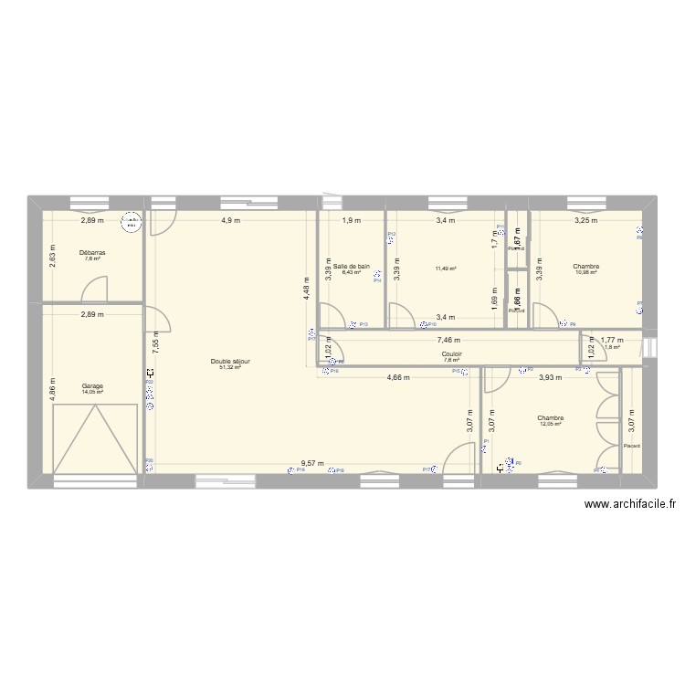Léa Gauriac 3 Elec Prises. Plan de 12 pièces et 127 m2