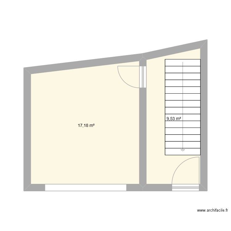 collecteur. Plan de 2 pièces et 27 m2