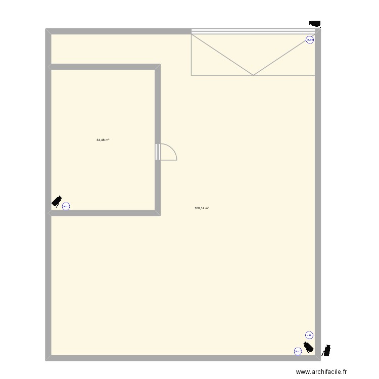 garage camera/alarme. Plan de 2 pièces et 195 m2