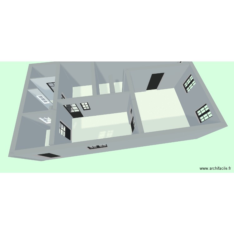 Disposition verriere et portes verriere V2. Plan de 3 pièces et 56 m2