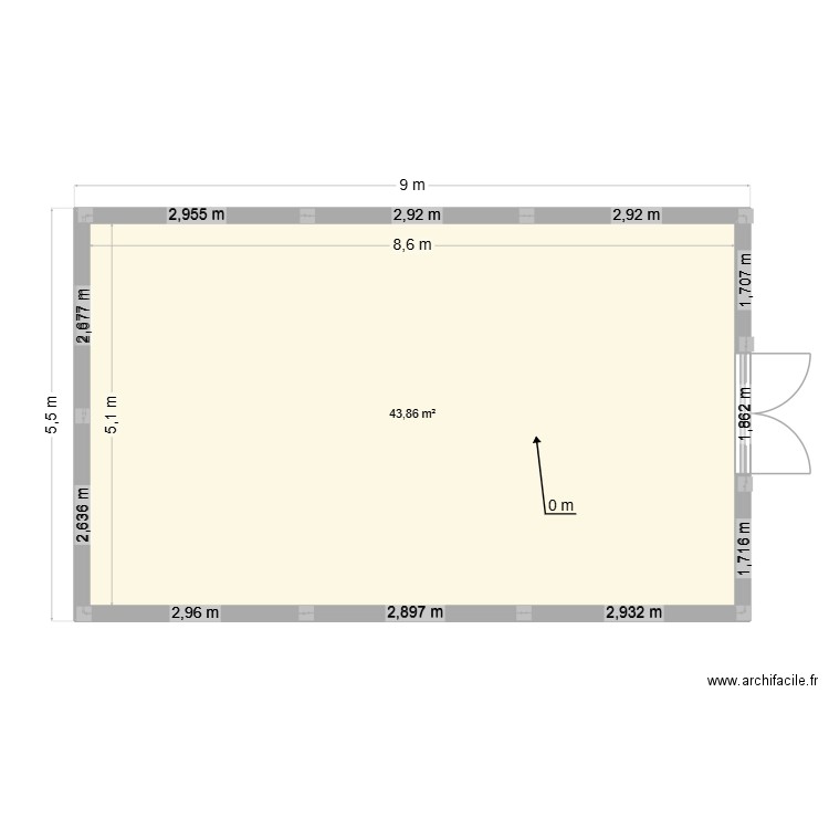 AVM DEPOT CIMENT. Plan de 1 pièce et 44 m2