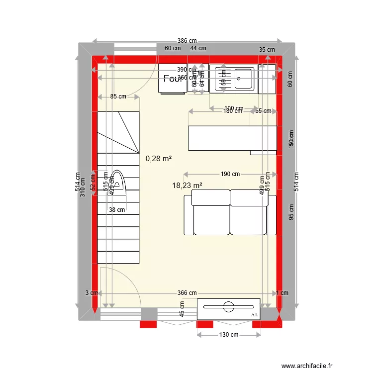 RDC maison . Plan de 