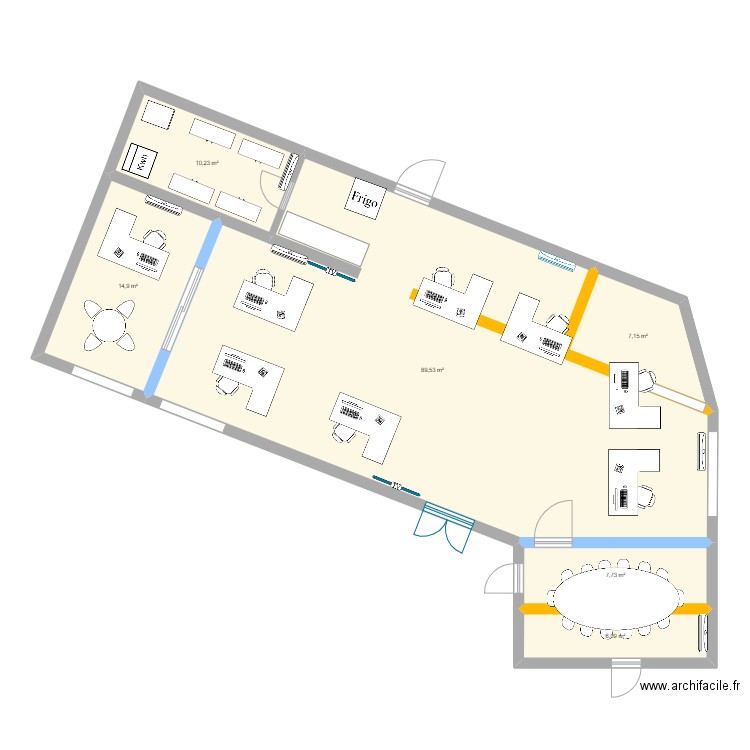 ONATi - Exploitation (left-wallless). Plan de 6 pièces et 136 m2
