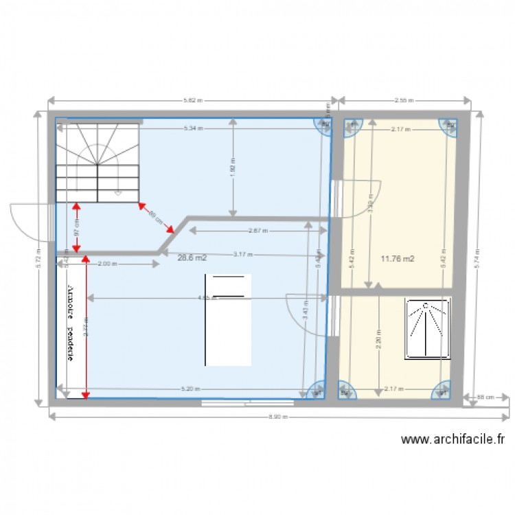 chambre titi avec cote. Plan de 0 pièce et 0 m2