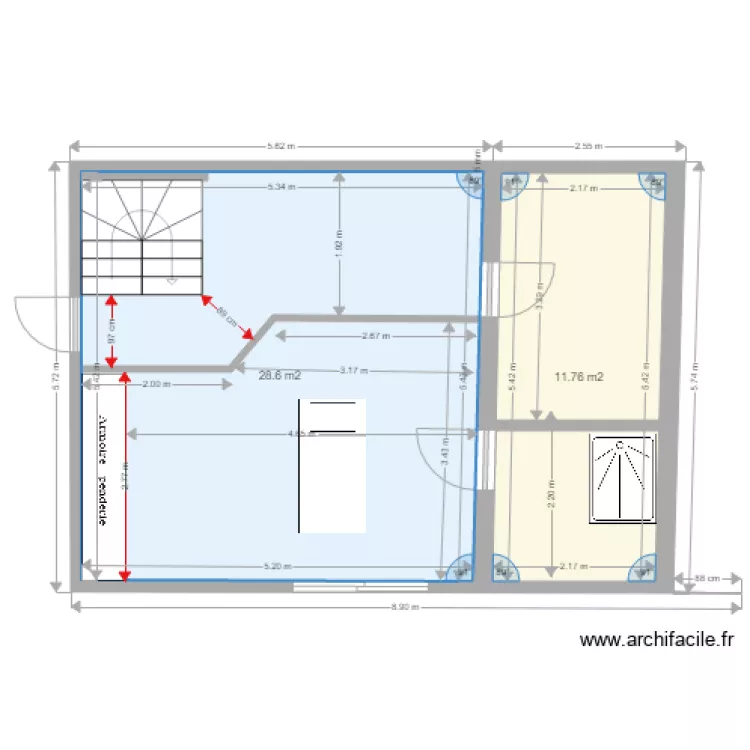 chambre titi avec cote. Plan de 