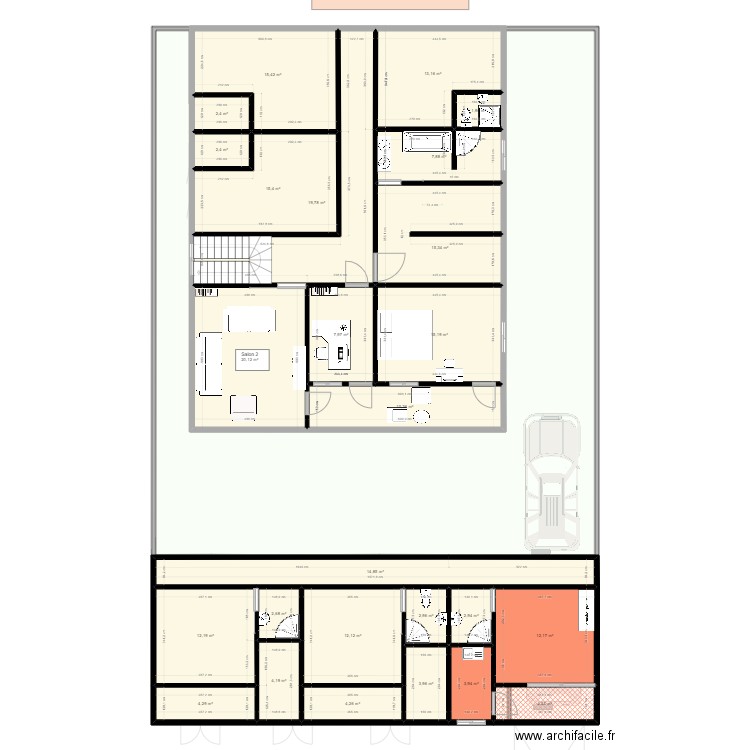 maison ahoué 5. Plan de 69 pièces et 940 m2