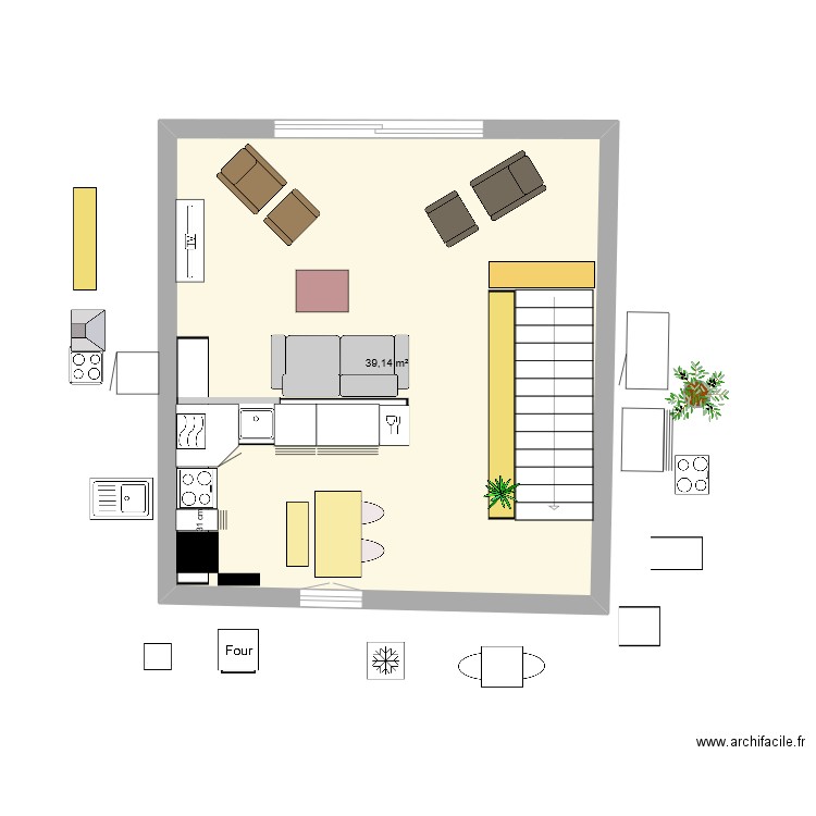 Grrr cuisine 2023 - 08 four inchangé bis. Plan de 1 pièce et 39 m2