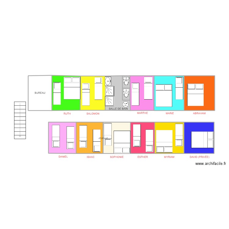 ACFCE. Plan de 16 pièces et 57 m2