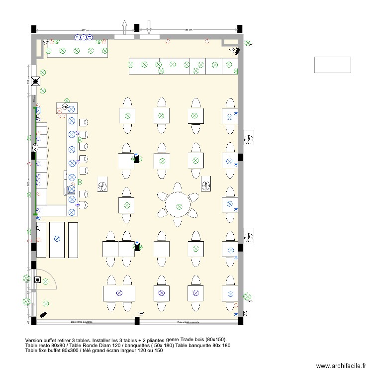 Salle resto Ivato  du 15 04 21 avec buffet. Plan de 0 pièce et 0 m2