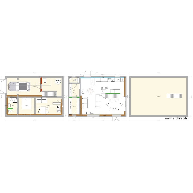 Rdc V2. Plan de 18 pièces et 124 m2