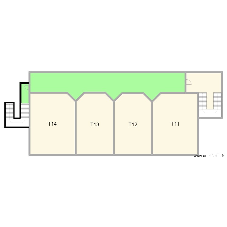 Bât. T Niv 1. Plan de 7 pièces et 556 m2