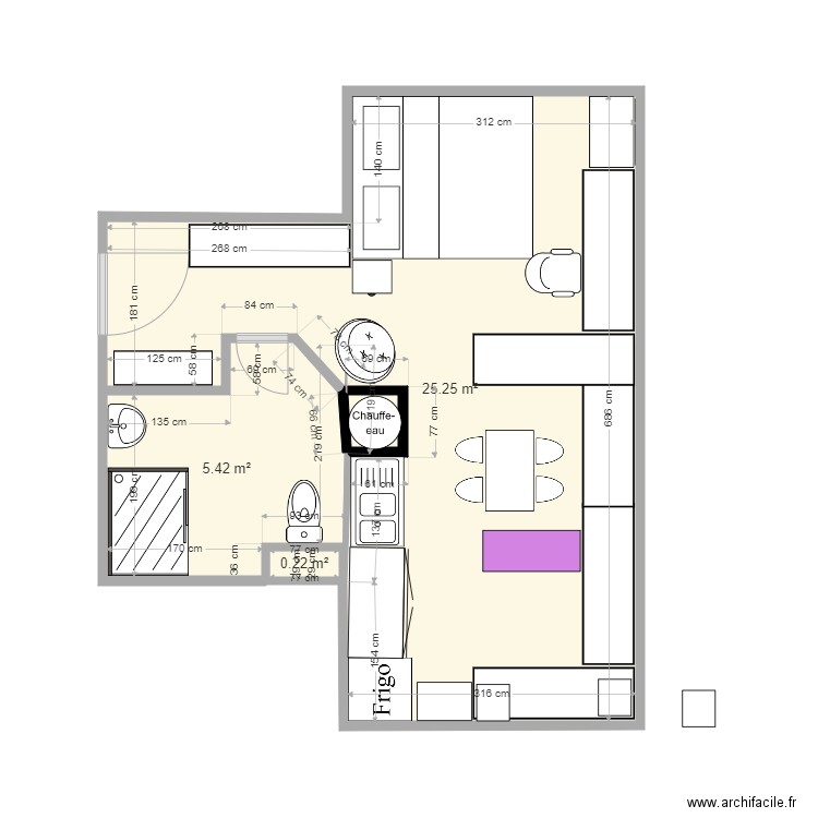 appartement 30 m clos meublé. Plan de 0 pièce et 0 m2