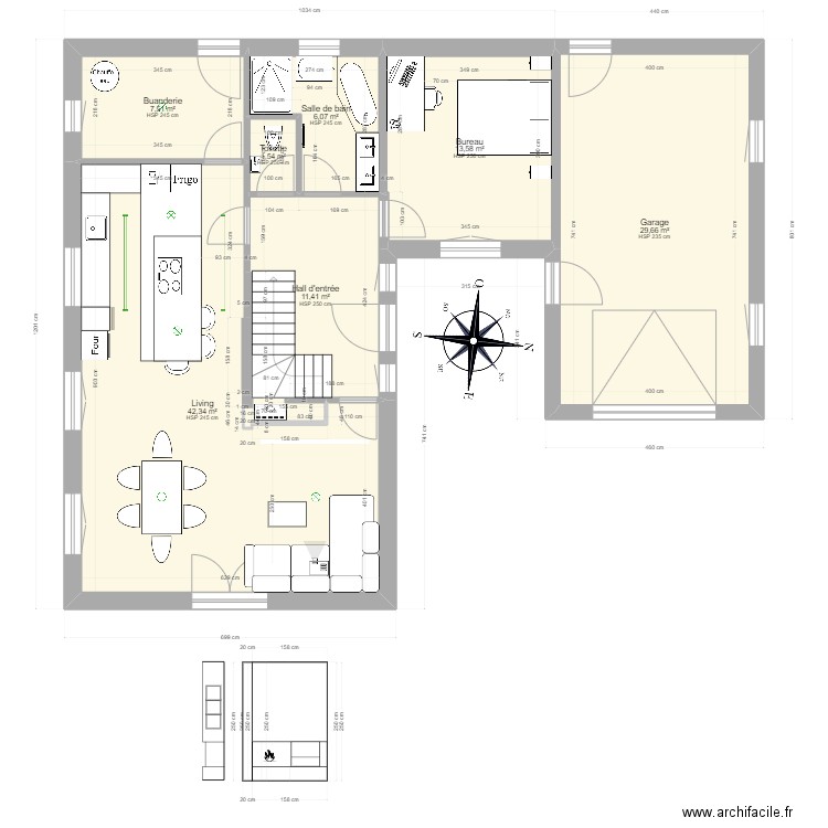 Maison Aubel - Situation Projetée. Plan de 7 pièces et 112 m2