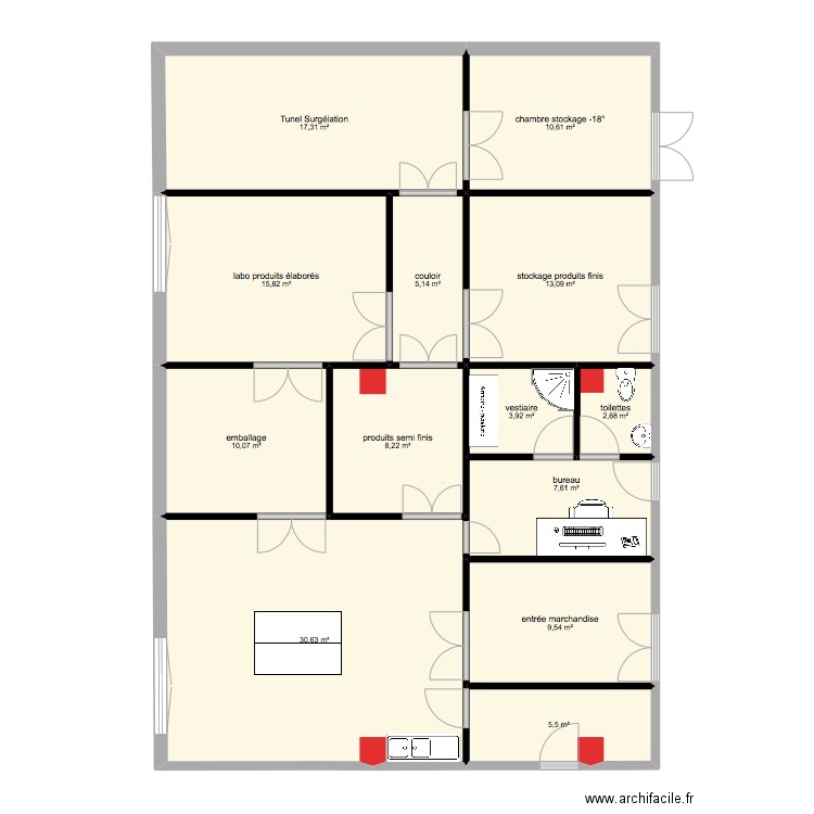 labo 150. Plan de 13 pièces et 140 m2