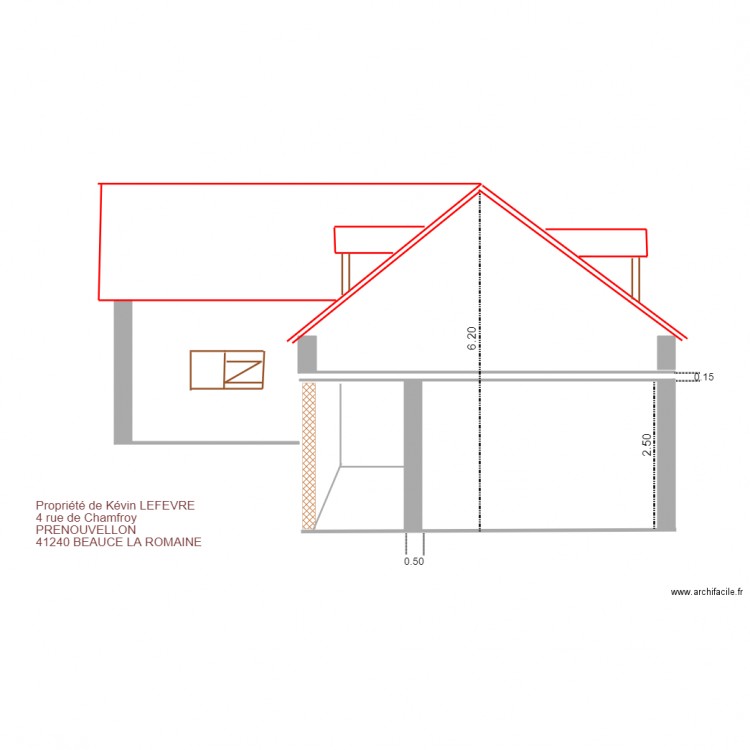 Plan de coupe pignon 2 après travaux. Plan de 0 pièce et 0 m2