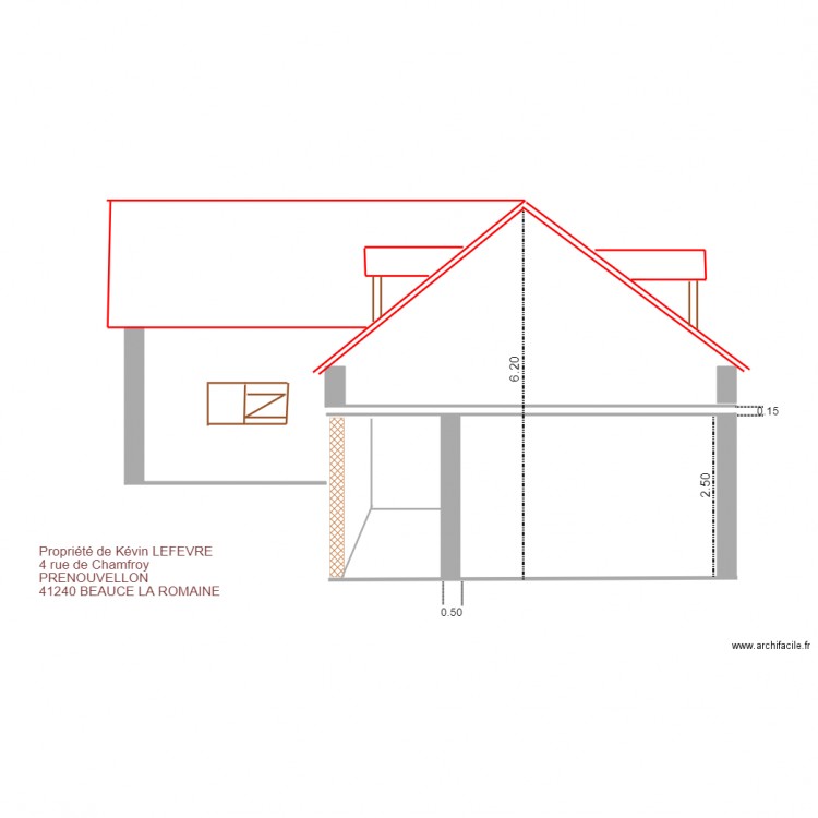 Plan de coupe pignon 2 après travaux. Plan de 0 pièce et 0 m2