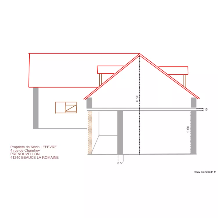 Plan de coupe pignon 2 après travaux. Plan de Plan de coupe pignon 2 après travaux. Plan de