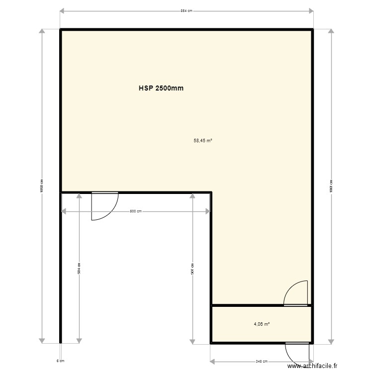 Projet Boivin. Plan de 2 pièces et 63 m2