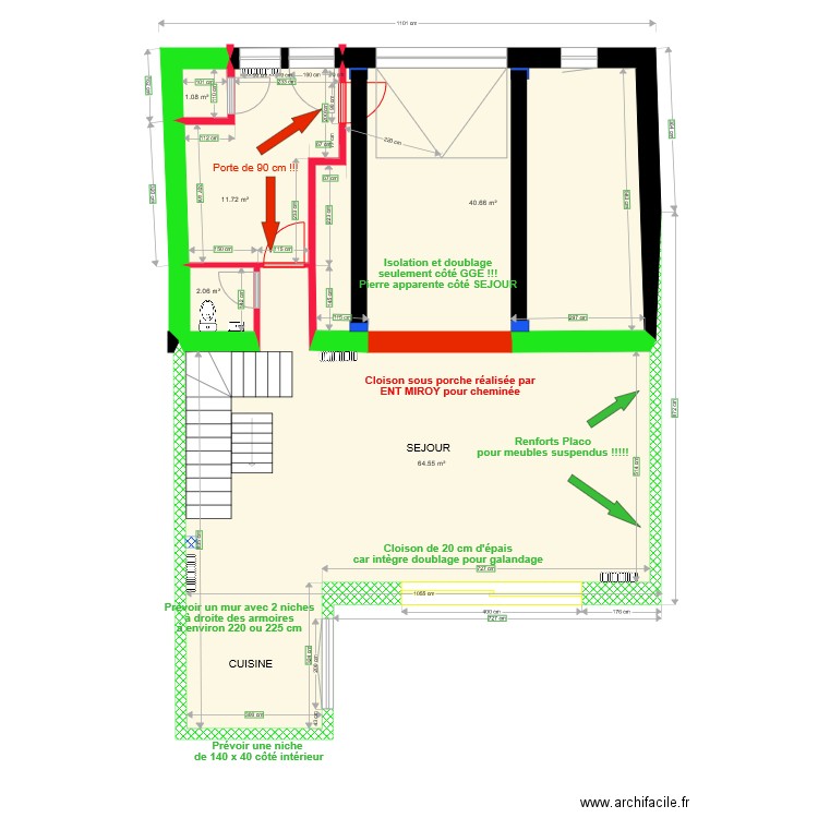 Plan RDC PLACO. Plan de 0 pièce et 0 m2