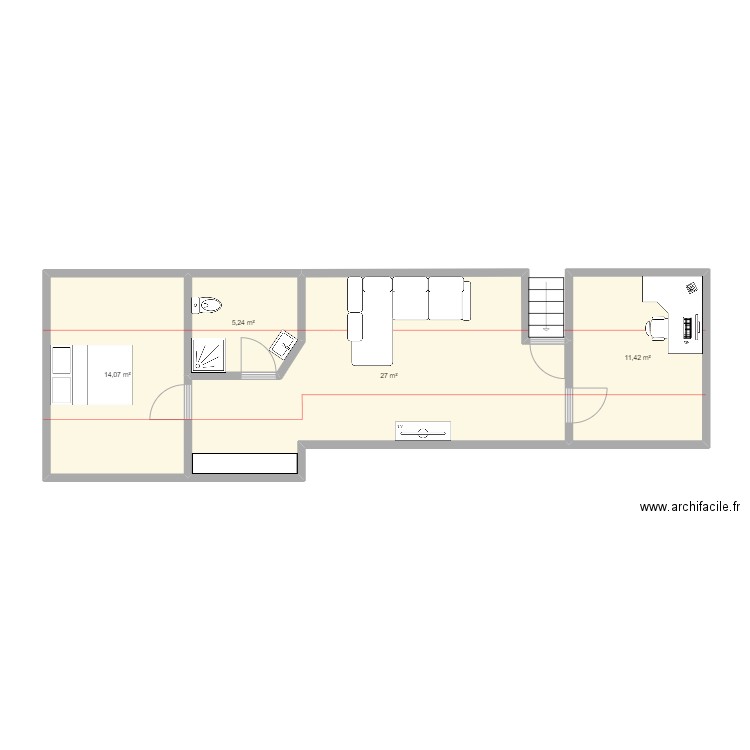 Amnéville haut. Plan de 4 pièces et 58 m2