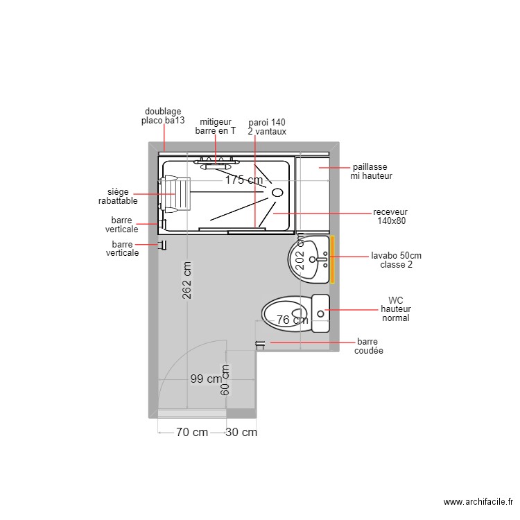 sahll. Plan de 1 pièce et 4 m2