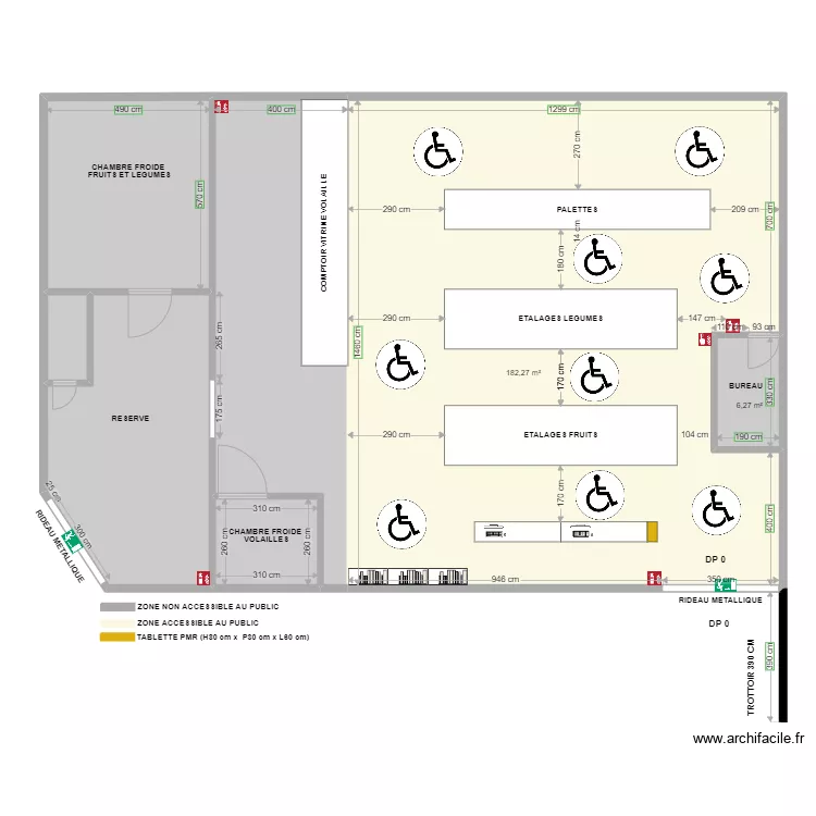 MMP Plan apr&egrave;s travaux AVEC ESPACE DE ROTATION. Plan de 