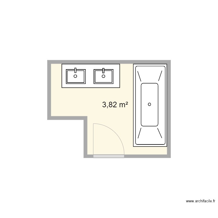 BAYE SDB. Plan de 1 pièce et 4 m2