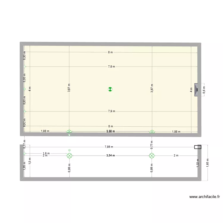 Plan en coupe piscine Chapelle. Plan de 